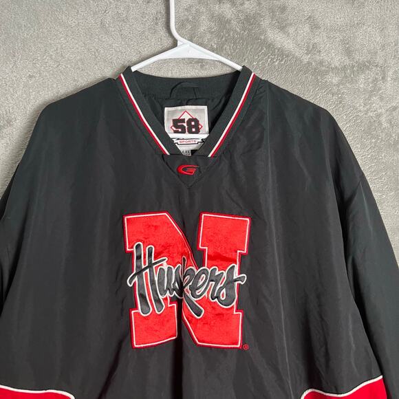 Vintage Nebraska Huskers Pullover Jacket Y2K College Streetwear XL Black Red - Picture 6 of 6